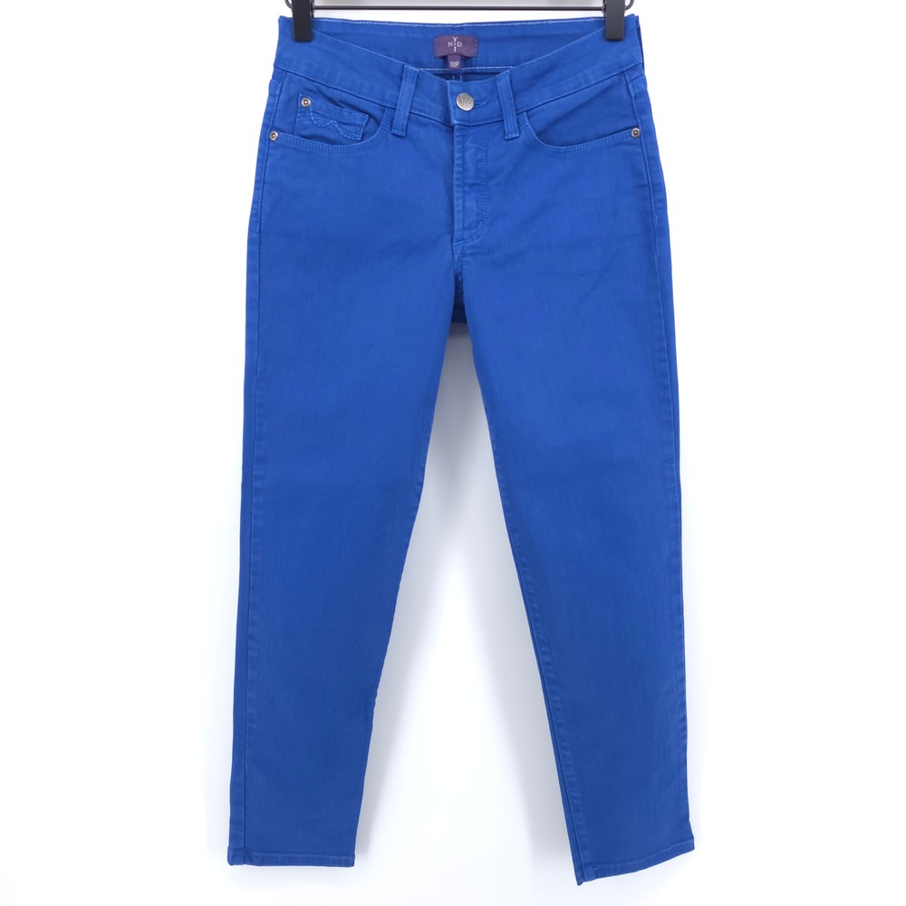 NYDJ Womens Ankle Slim Jeans Size 00P Royal Blue Lift Tuck Made in USA